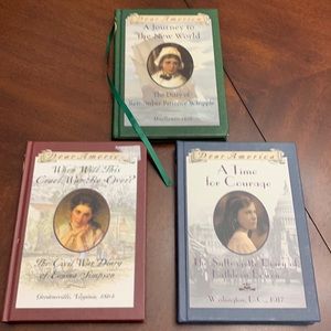 3 Dear America Hardcover Books Mayflower Civil War & Suffragette Historical Fic